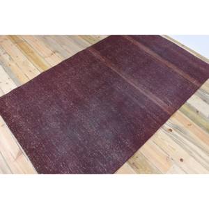 Alfombra Vintage de 4.2x6.9 pies, Alfombra Turca de Lana Sólida Color Morado - Product Image 2