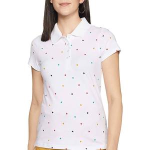 Polo de mujer transpirable con logotipo personalizado de alta calidad, camiseta Polo de poliéster de algodón estampada ajustada para mujer, cómoda - Product Image 1