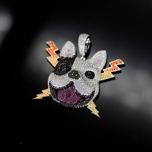 จี้โลโก้ชุบโรเดียม เงินแท้ 925 ประดับเพชรโมอิสซาไนต์ VVS1 ระยิบระยับ สไตล์ฮิปฮอป - Product Image 5