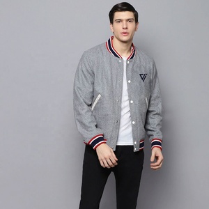 Chaqueta Varsity de Invierno para Hombre de Alta Calidad, Fabricada por OEM, con Cuello Alto, Exterior de Lana, Mezcla de Poliéster/Algodón, Resistente al Viento - Product Image 4