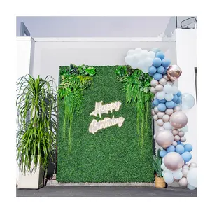 Rolo de painel de vegetação artificial 3D para paredes, ideias de decoração de grama artificial, desenhos de grama verde para paredes ao ar livre, 4