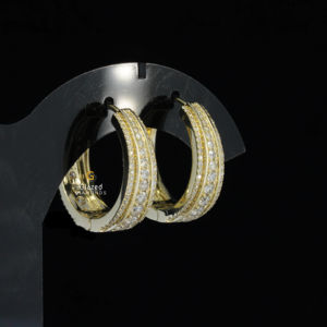 Pendientes de aro de Plata de Ley 925 con tachuelas de diamantes cultivados en laboratorio de corte brillante redondo brillante para Unisex - Product Image 3