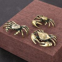 Statuette miniature de crabe en laiton, petite figurine d'animal rétro, décoration artistique, ornement de Noël, artisanat écologique pour la maison
