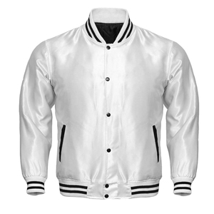 Veste d'hiver vintage pour hommes coupe-vent de vol universitaire imperméable manteau en satin vestes Letterman en cuir de coton - Product Image 3