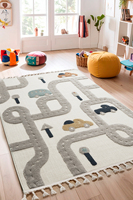 Tapis en polyester fabriqués à la machine Goldenmoon - Design Kilim, poils courts, épais, avec support en latex rembourré, antimicrobien, lavable, résistant aux taches