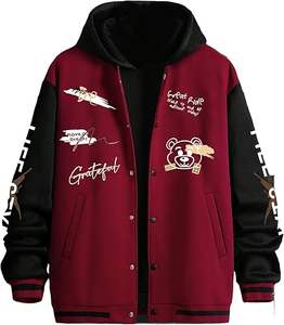 เสื้อแจ็คเก็ตเบสบอลแบบกำหนดเอง พิมพ์ลายดิจิทัล ออกแบบฟรี โรงงานขายส่ง เสื้อแจ็คเก็ตเบสบอลสีน้ำเงินเรียบ เสื้อแจ็คเก็ตเบสบอลแบบวาร์ซิตี้ - Product Image 1