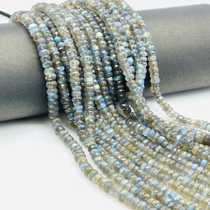 Flashy Labradorite Cut Rondelle Beads, Black Rainbow Labradorite Beaded Gemstone Venta al por mayor Making Beads - Product Image 4