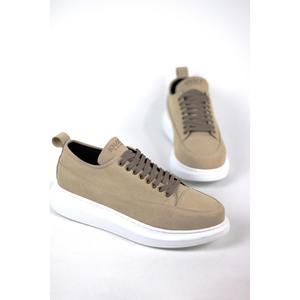 Scarpe sportive da uomo con suola alta in pelle marrone chiaro - Product Image 1