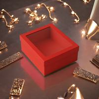 Boîte-cadeau en papier rouge recyclable personnalisée avec revêtement UV gaufrage fenêtre transparente pour la Saint-Valentin boulangerie et petits cadeaux