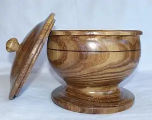 Solid Quality Material Kitchen Tools Dishware Server Bowl Acacia Wooden Bowl With Lid Cover Handmade