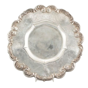 Assiette de présentation ronde décorative en argent motif paon pour mariage, fête, événement, mise en place de table au meilleur prix - Product Image 4