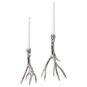 Bougeoir en métal argenté élégant avec un contour poli et chic conçu pour les maisons de luxe et les présentoirs de bougies modernes - Product Image 4