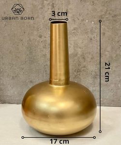 Florero de metal de alta calidad con acabado dorado y patrones lisos, perfecto para decoración rústica del hogar y arreglos florales elegantes - Product Image 4