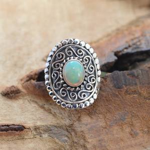 Bague en opale éthiopienne Welo, argent sterling 925, pierre précieuse d'opale naturelle, bijoux faits à la main pour femmes - Product Image 3