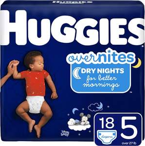 Pañales HUGGIES OverNites, Talla 5 (27+ lb.) ), 18 ct, Pañales para la noche, Paquete jumbo (La presentación puede variar) - Product Image 5