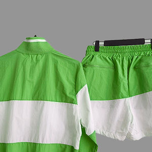 Ensemble survêtement deux pièces pour homme, coupe-vent, veste courte, patchwork, fermeture éclair, nylon, polyester, streetwear, taille plus, imprimé - Product Image 3