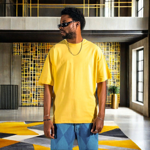 Streetwear décontracté pour hommes T-shirt ample à épaules tombantes en jersey uni avec impression personnalisée en tricot - Product Image 6