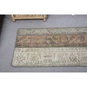 2x4.5 ft Vintage Rug, <b>Brown</b> Polka dot Turkish <b>Wool</b> Rug - Product Image 5