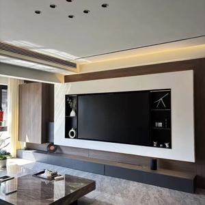 <span class=keywords><strong>Meuble</strong></span> <span class=keywords><strong>TV</strong></span> mural LED flottant <span class=keywords><strong>noir</strong></span> de luxe moderne, ensemble de meubles de salon avec éclairage intégré, design dernier cri - Product Image 2