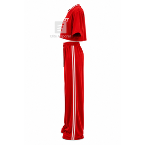 Custom Delta Sigma Theta Sorority Woven Breathable Workout Set with Sublimation Logo Front red <b>White</b> short Sleeve for Female - Product Image 4