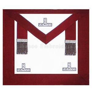 TABLIER D'ÉTAGNATEUR PROVINCIAL D'ARTISANAT MAÇONNIQUE AVEC TROIS ROSETTES-TABLIER D'ÉTATEUR MAÇONNIQUE-TABLIER MAÇON REGALIA - Product Image 2