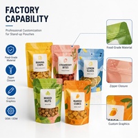 Op maat gemaakte plastic zakken van aluminiumfolie, gualumeerbare staande zakken voor voedsel, noten, fruit, snacks, met venster en ritssluiting