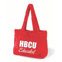 Bolso Tote Rojo de Felpa con Bordado de Chenilla, Diseño DST, para Sororidades Griegas (Divine Nine), con Logotipo Personalizado, Impermeable, Abierto, Regalo para Estudiantes de HBCU