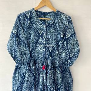 High Quality Women's 100% Cotton <b>Floral</b> Block Print <b>Dress</b> Washable Most Selling for Sweet Natural Party Home Wear Bulk Pricing - Product Image 2