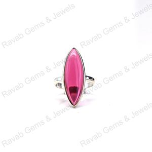 Top vente 925 en argent Sterling Marquise lunette bague de réglage 10x30mm Rose Tourmaline Quartz or Rose Fine bijoux faits à la main pour - Product Image 3