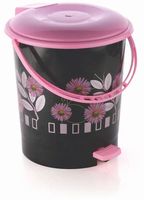 Poubelle à pédale en plastique bleu imprimé, capacité 5L, structure à pédale, écologique, durable, mains libres, utilisation moderne au bureau, ANAX Nouveau
