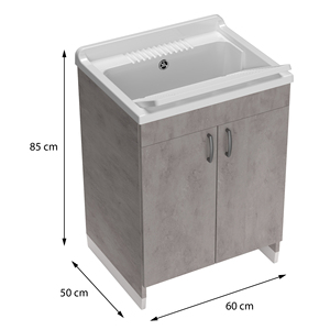 Meuble de salle de bain en bois Mongardi Luxurious 60L, cuve en résine, perforable pour installation de robinet, résistant aux acides, pour usage intérieur, bain - Product Image 3