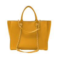 Tas Tote PU Kuning Dengan Tali Rantai Warna Solid Fashion Penggunaan Sehari-hari Semua Musim Tas Tangan Wanita Grosir Katun Modis Bergaya