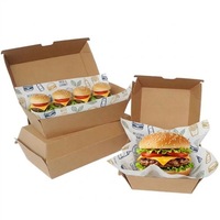 Boîte à hamburger en carton ondulé biodégradable et recyclable, avec impression personnalisée du logo, écologique, avec paillettes, pour frites et hamburgers, vente en gros