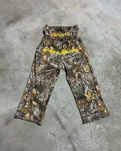 Sudadera con capucha y cremallera de camuflaje Retro, conjunto de dos piezas, ropa deportiva Y2K, sudadera de gran tamaño con letras para hombre, conjunto de pantalones informales Drawstr - Product Image 5