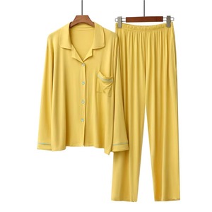 Manufacturer <b>Elastic</b> waist breathable Long Sleeve turn down collar stylish lightweight Wholesale Pajamas for Women's Sleepwear - Product Image 5