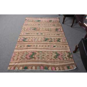 Turkish Area Rug 4.3x6.8 ft, <b>Brown</b> Oriental Vintage <b>Wool</b> Rug - Product Image 1