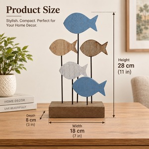 Juego de Esculturas de Peces de Madera Hechas a Mano, Decoración Costera, Soporte Artístico para Exhibición en Sala de Estar, Mesa Interior - Product Image 3