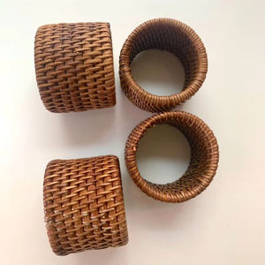 Handmade Rattan Napkin Rings <b>Set</b> <b>Rustic</b> Wicker <b>Table</b> Decor for <b>Dining</b> Wedding Events - Product Image 1