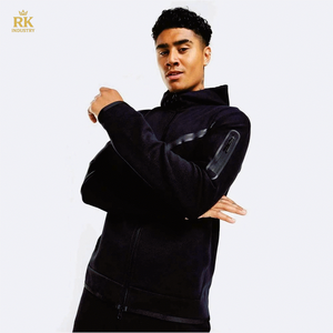 OEM Design Cotton Polyester Black Men Tech Fleece Tracksuit <b>Full</b> <b>Zip</b> <b>Hoodie</b> Joggers Sweatpants Sweatsuit - Product Image 5
