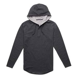 Sweatshirts en gros à manches longues en polaire de sport actif décontracté pour hommes gris foncé avec sweats à capuche à poche kangourou - Product Image 6