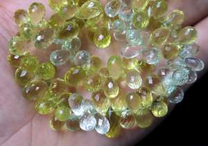 Vert Améthyste Citron Quartz Gouttes À Facettes Forme Perles Perles De Pierres Précieuses Naturelles 16 Pouces Fabrication De Bijoux Perles Collier - Product Image 2