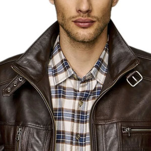 2026 Fashion <b>Leather</b> <b>Jacket</b> for <b>Men</b> Genuine Zipper <b>Leather</b> <b>Jacket</b> Autumn Winter Casual <b>Jacket</b> for <b>Men</b> with OEM Service - Product Image 2