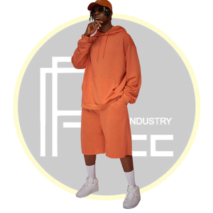 Conjunto de pantalones cortos y Sudadera con capucha naranja personalizable para hombre Ropa de descanso informal personalizada para el verano - Product Image 2