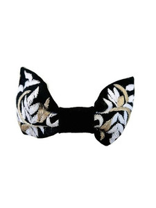 Lightweight Comfortable Durable Soft Padded Fabric-Wrapped Base Handmade Beaded Knot Headband <b>Black</b> Ivory Fabric <b>Hair</b> <b>Accessory</b> - Product Image 2