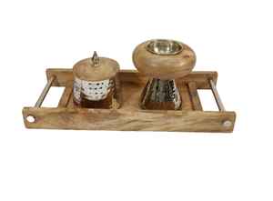 Brûleur d'encens Bakhoor en bois d'acacia écologique unique, design martelé, plateau en bois pour l'utilisation du Ramadan, améliorant l'ambiance spirituelle - Product Image 4