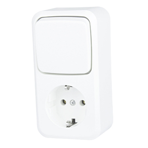 Combinazione Interruttore+Presso Bianco Puro Secco - Product Image 1