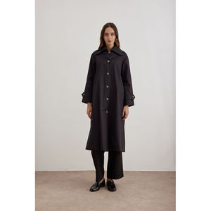 Manteau long en cuir PU noir, style trench, imperméable, décontracté, automne - Product Image 4