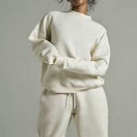 Ensembles de jogging décontractés à capuche pour femmes, en tissu non tissé, couleur unie, 100% coton
