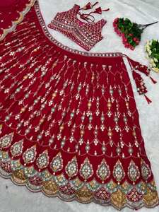 NUDAL WEAR HEAVY FUAX GEORGETTE SEQUENCE BRODÉE AVEC VRAI MIROIR TRAVAIL LEHENGAS CHOLI AVEC DUPATTA - Product Image 6