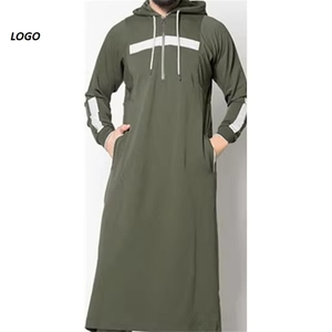 Hot Selling Islamic Clothing Long Sleeve <b>Men</b> <b>Thobe</b> Jubba Muslim Prayer Wear New Arrival Comfortable Breathable Solid Colors - Product Image 3